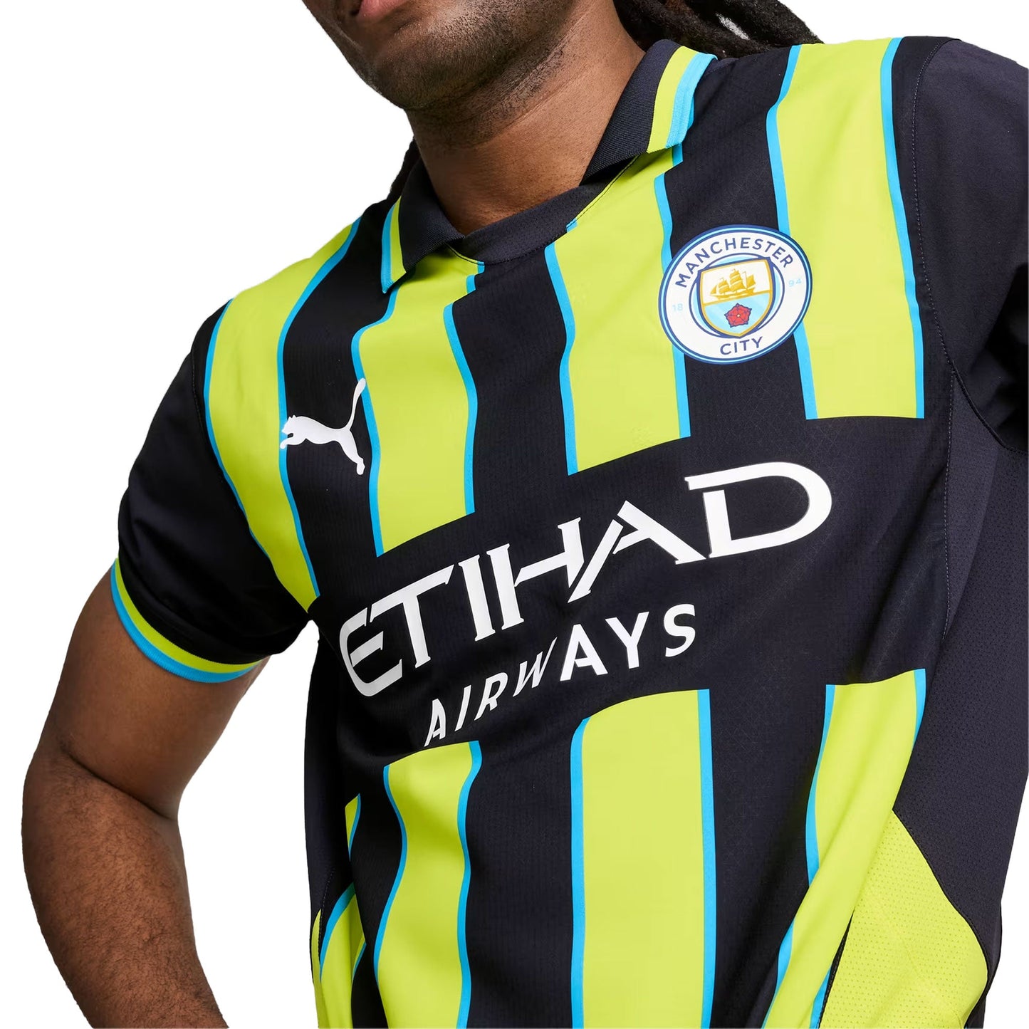 PUMA Men's Manchester City 2024/25 Authentic Away Jersey Yellow Glow/Navy
