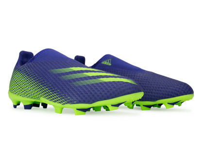 adidas Kids X Ghosted.3 Laceless FG Energy Ink/Signal Green