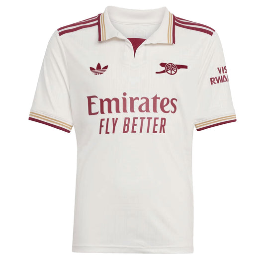 adidas Kids Arsenal 2025/26 Third Jersey Cloud White/Burgundy