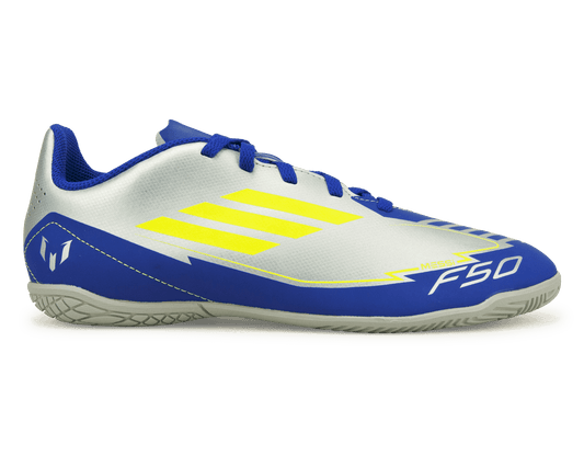 adidas Kids F50 Club Messi IN Silver/Volt/Blue