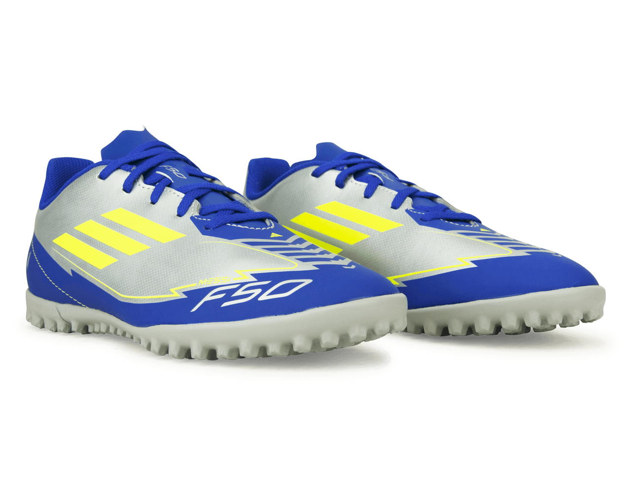 adidas Kids F50 Club Messi TF Silver/Volt/Blue