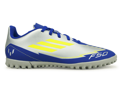 adidas Kids F50 Club Messi TF Silver/Volt/Blue