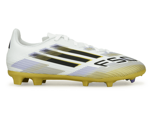 adidas Kids F50 League FG/MG White/Black/Gold