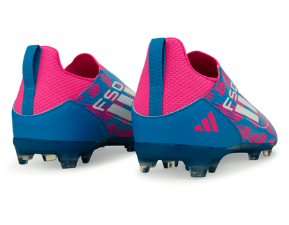 adidas Kids F50 League Laceless FG/MG Blue/White/Pink
