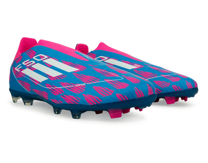 adidas Kids F50 League Laceless FG/MG Blue/White/Pink