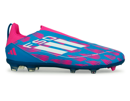 adidas Kids F50 League Laceless FG/MG Blue/White/Pink