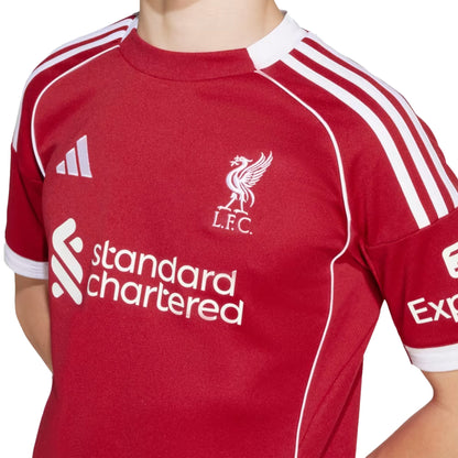 adidas Kids Liverpool 2025/26 Home Jersey Strawberry Red