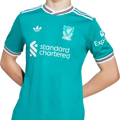adidas Kids Liverpool 2025/26 Third Jersey Green/White