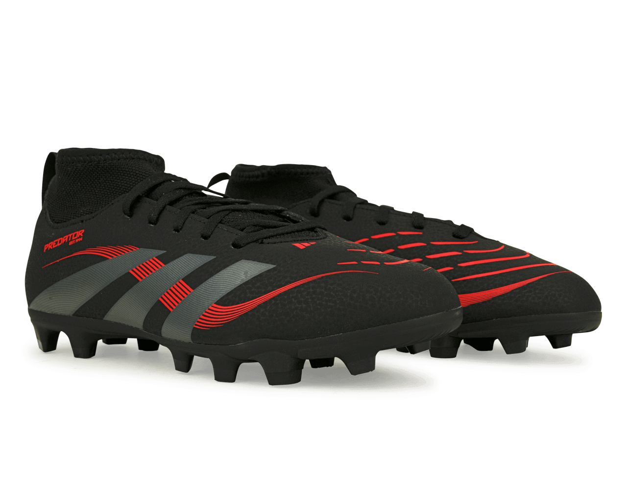 adidas Kids Predator Club Sock FG/MG Black/Metallic/Red