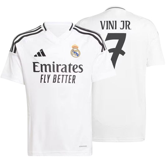 adidas Kids Real Madrid 2024/25 Home Jersey w/ Vini Jr #7 Printing