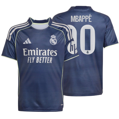 adidas Kids Real Madrid 2025/26 Away Jersey w/ Mbappe #10 Printing