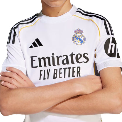 adidas Kids Real Madrid 2025/26 Home Jersey w/ Mbappe #10 Printing