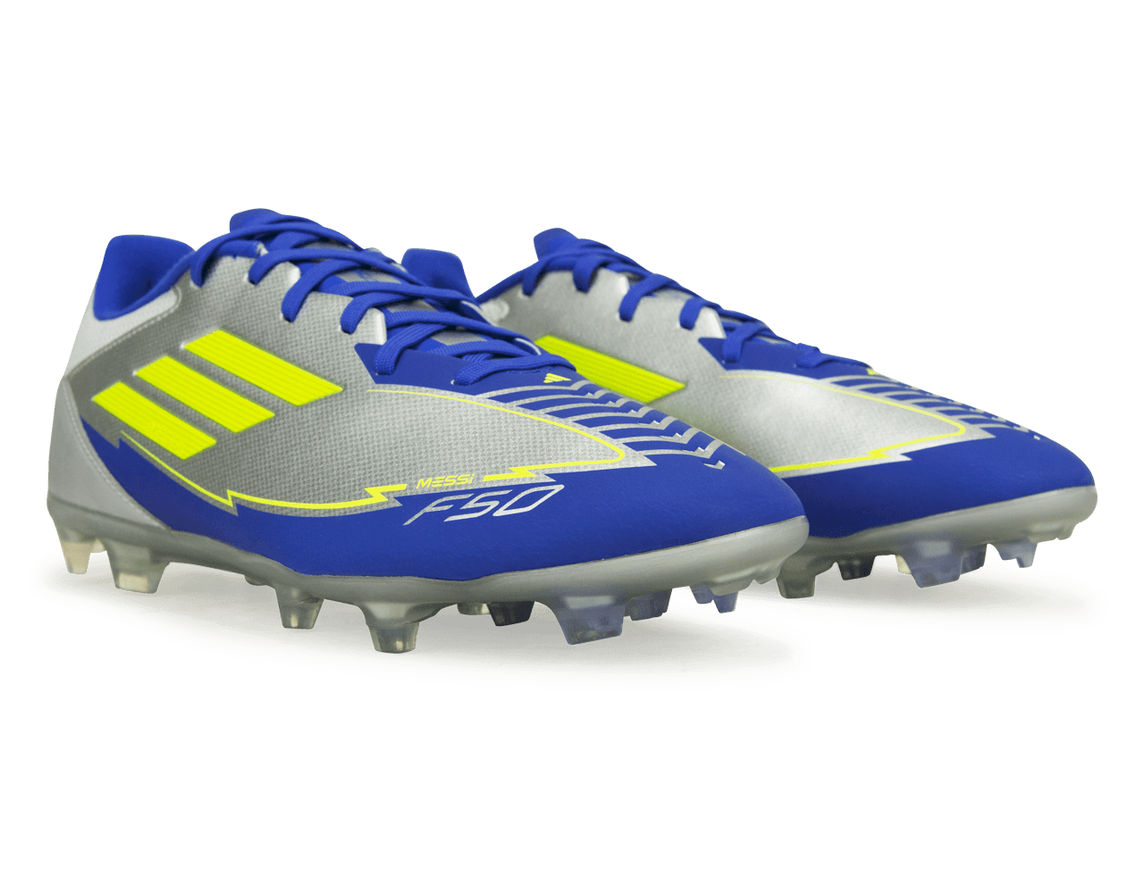 adidas Men's F50 League Messi FG/MG Silver/Volt/Blue