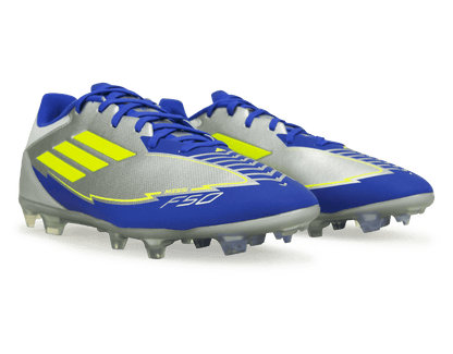 adidas Men's F50 League Messi FG/MG Silver/Volt/Blue
