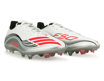 adidas Men's F50 League Messi FG/MG White/Red/Silver