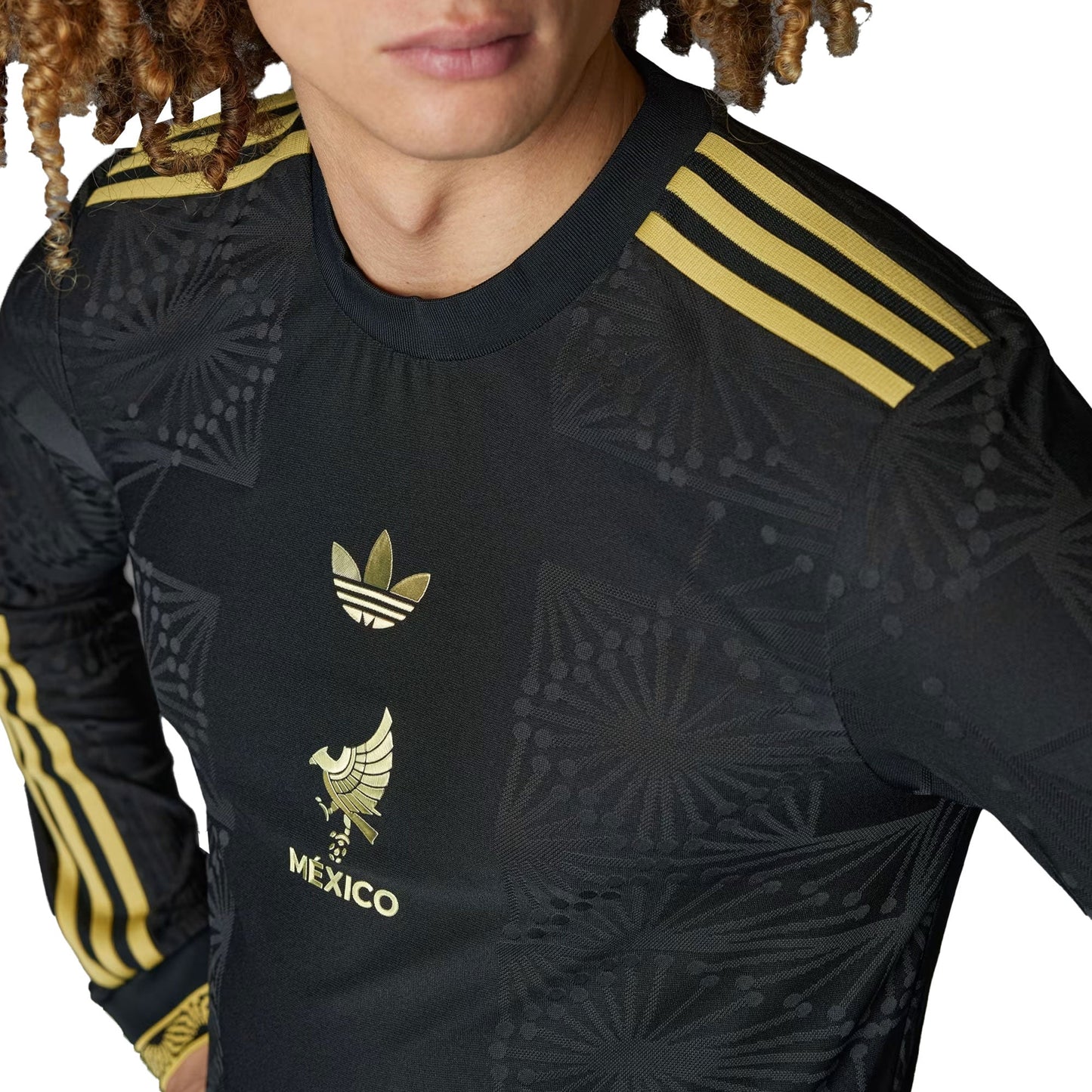 adidas Men's Mexico Gold 2025/26 Long Sleeve Jersey Black/Gold