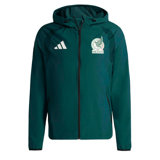 adidas Men's Mexico World Cup 2026 Tiro Travel Full Zip Windbreaker Green