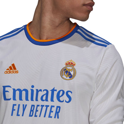 adidas Men's Real Madrid 2021/22 Long Sleeve Home Jersey White/Blue