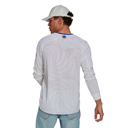 adidas Men's Real Madrid 2021/22 Long Sleeve Authentic Home Jersey White/Blue