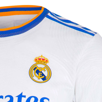 adidas Men's Real Madrid 2021/22 Long Sleeve Authentic Home Jersey White/Blue
