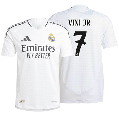 adidas Men's Real Madrid 2024/25 Authentic Home Jersey w/ Vini Jr #7 Printing