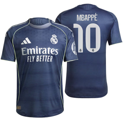 adidas Men's Real Madrid 2025/26 Authentic Away Jersey w/ Mbappe #10 Printing