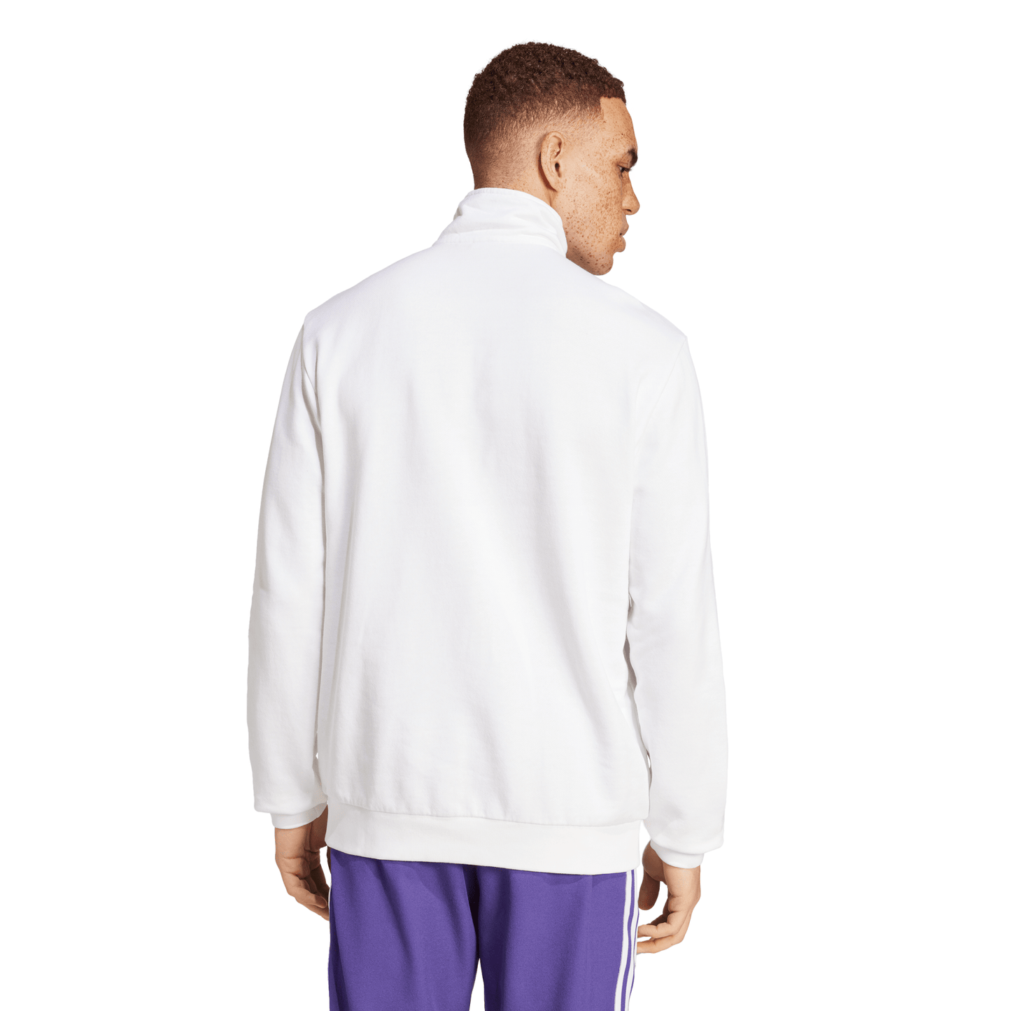 adidas Men's Real Madrid Terrace Icons Half-Zip Top White/Purple