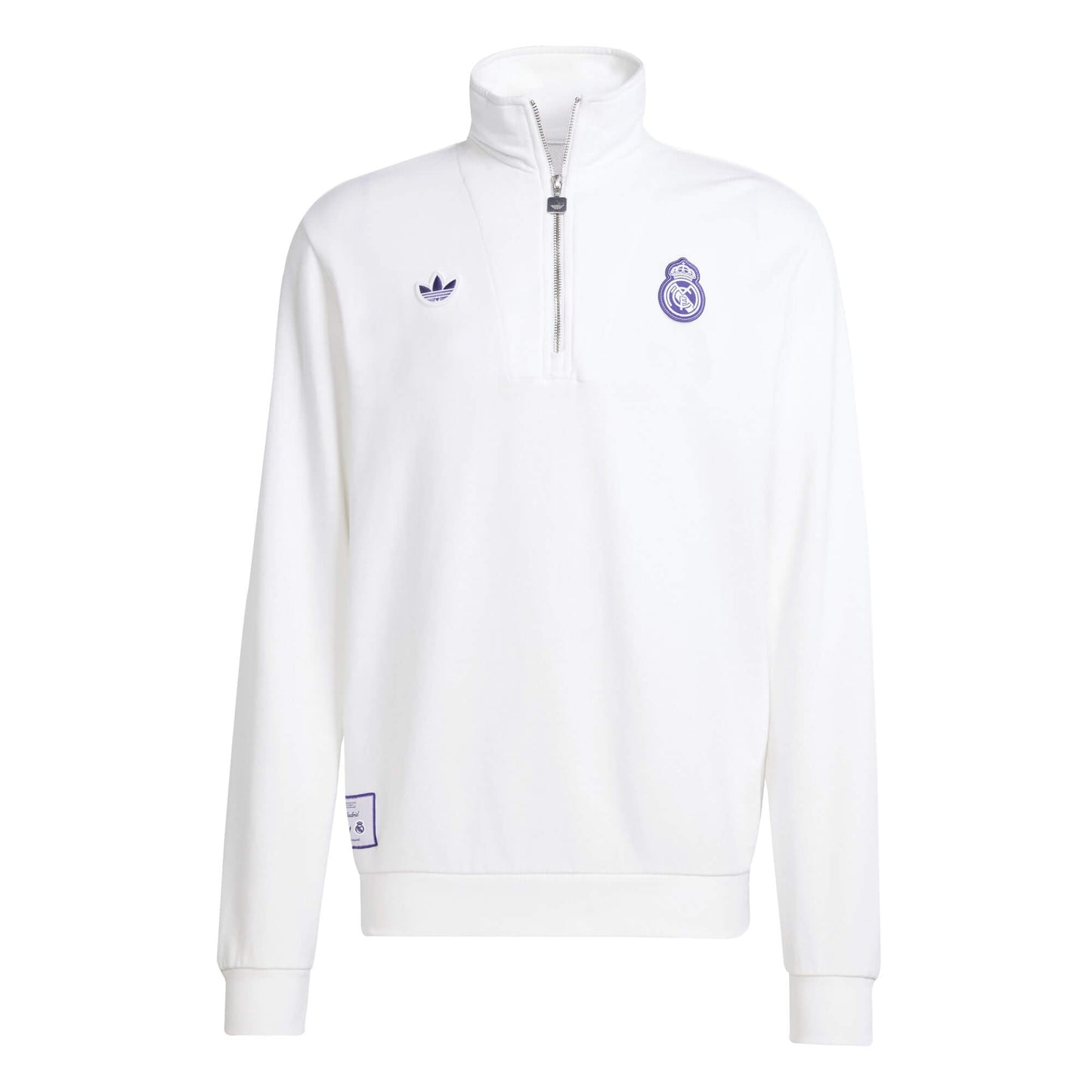adidas Men's Real Madrid Terrace Icons Half-Zip Top White/Purple