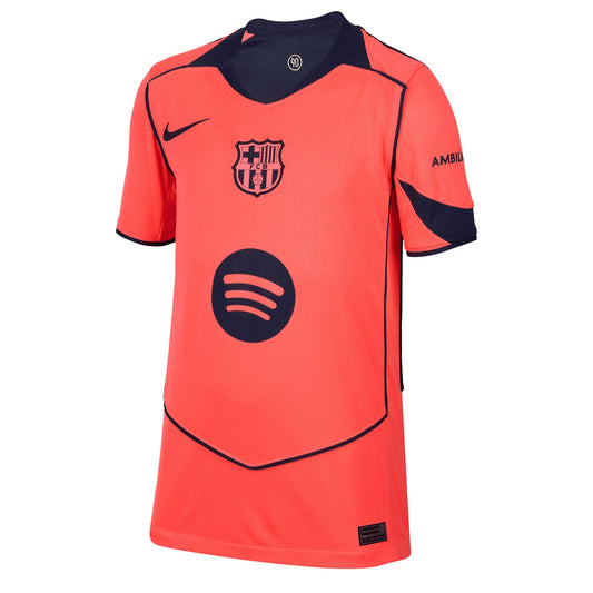 Nike Kids FC Barcelona 2025/26 Third Jersey Bright Mango/MidNight Navy