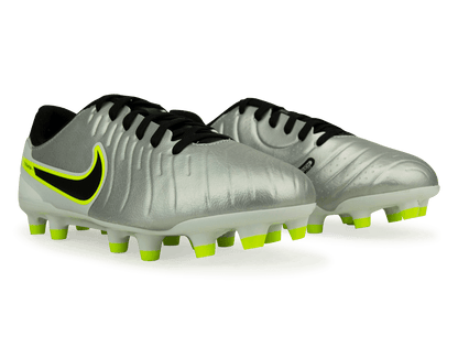 Nike Kids Tiempo Legend 10 Academy FG/MG Silver/Black/Volt