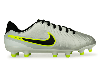 Nike Kids Tiempo Legend 10 Academy FG/MG Silver/Black/Volt