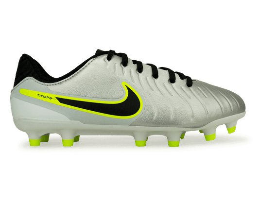 Nike Kids Tiempo Legend 10 Academy FG/MG Silver/Black/Volt