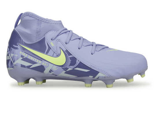 Nike Kids United Phantom Luna II Academy FG Purple Agate/Barely Volt