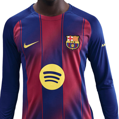 Nike Men's FC Barcelona Long Sleeve 2025/26 Home Jersey Royal Blue/Red