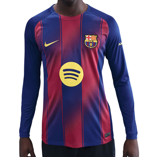 Nike Men's FC Barcelona Long Sleeve 2025/26 Home Jersey Royal Blue/Red