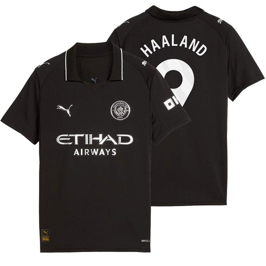 PUMA Kids Manchester City 2025/26 Away Jersey w/ Haaland #9 Printing