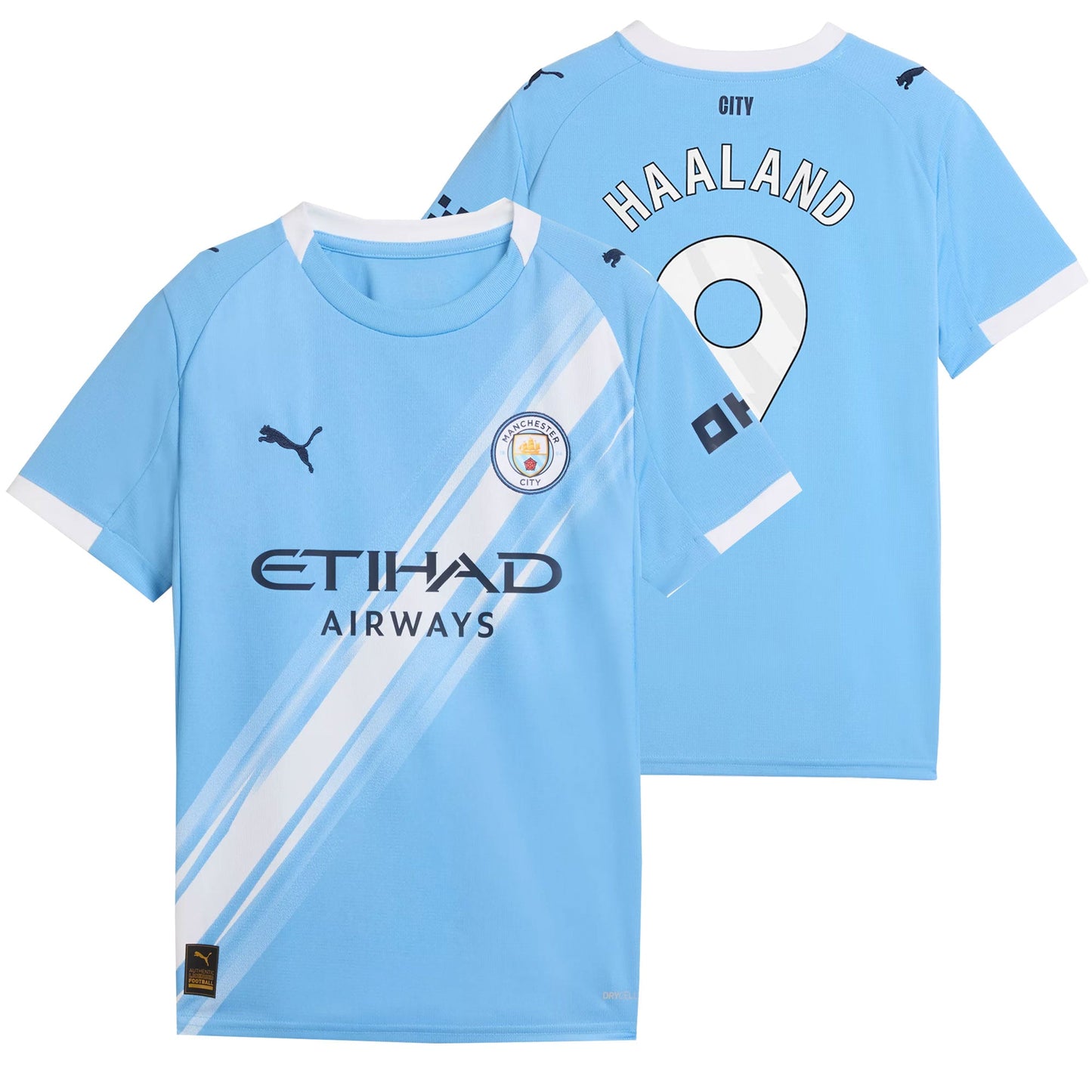 PUMA Kids Manchester City 2025/26 Home Jersey w/ Haaland #9 Printing