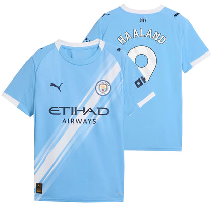 PUMA Kids Manchester City 2025/26 Home Jersey w/ Haaland #9 Printing