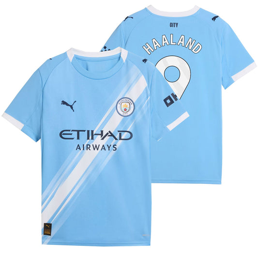 PUMA Kids Manchester City 2025/26 Home Jersey w/ Haaland #9 Printing