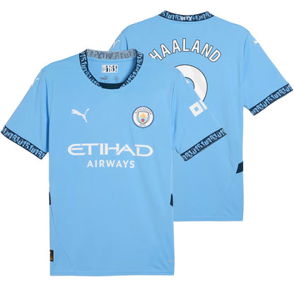 PUMA Men's Manchester City 2024/25 Home Jersey w/Haaland #9 Printing